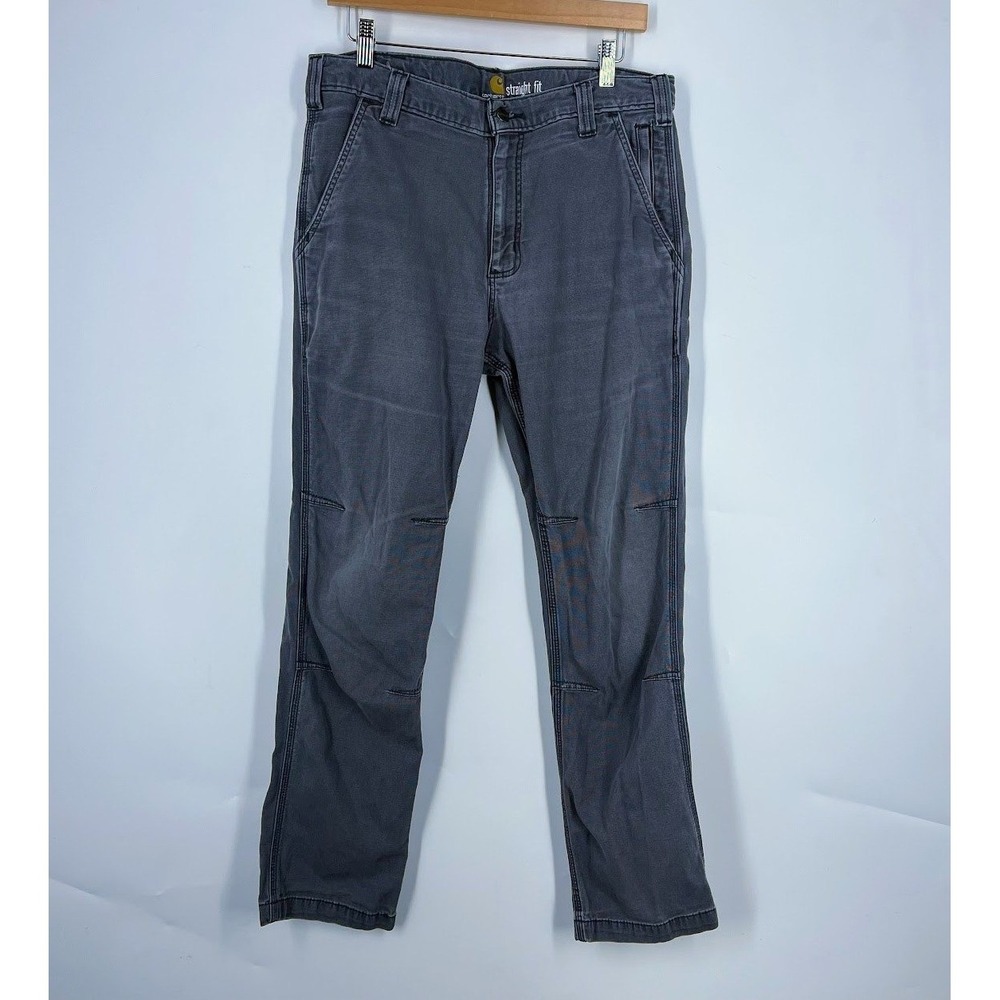 Carhartt Mens 33x30 Straight Fit Rugged Flex Canvas Work Pants Gray 102821-029